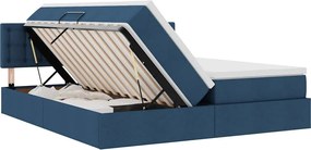 vidaXL Κρεβάτι Αποθήκης με στρώμα Μπλε 180 x 200 cm Τεχνητό Δέρμα