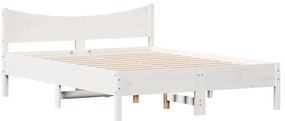 vidaXL Σκελετός Κρεβ. Χωρίς Στρώμα Λευκό 135x190 εκ Μασίφ Πεύκο