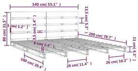 ΣΚΕΛΕΤΟΣ ΚΡΕΒΑΤΙΟΥ ΛΕΥΚΟ 140 X 200 ΕΚ. ΑΠΟ ΜΑΣΙΦ ΞΥΛΟ ΠΕΥΚΟΥ 3120133