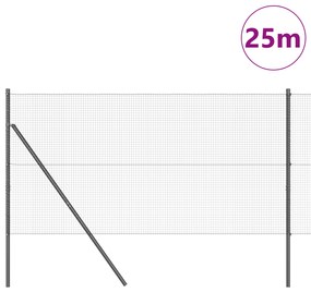 vidaXL Συρμάτινη Περίφραξη  με 13 Στύλους Γκρι 1.2x25 m Ατσάλι