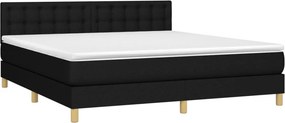 vidaXL Κρεβάτι Boxspring με Στρώμα Μαύρο 160x200 εκ. Υφασμάτινο
