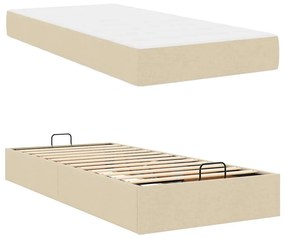 vidaXL Σκελετός Κρεβατιού με στρώμα Κρεμ 100 x 200 cm ύφασμα