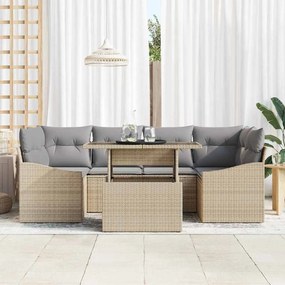 vidaXL Σετ Καναπέ Κήπου 7 pcs μπεζ και ανοιχτό γκρι 100 x 55 x 73 εκ