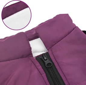 vidaXL παλτό σκύλου με ιμάντα αδιάβροχο αντανακλαστικό μοβ L24