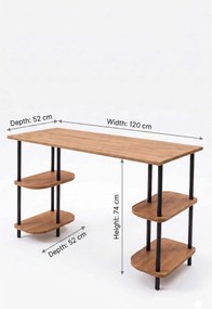 Γραφείο Πεύκο / Μαύρο LUFRUNO 120x52x74