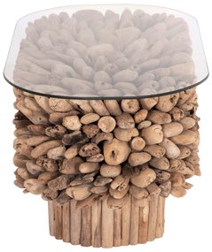 ΤΡΑΠΕΖΙ ΣΑΛΟΝΙΟΥ ΟΒΑΛ SPARROW HM9962 DRIFTWOOD--ΓΥΑΛΙ 106x55,5x50,5Υεκ. - 0513752 - HM9962
