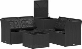 vidaXL Σετ Καναπέ 6 τμχ. Μαύρο και Κρεμ Λευκό 55 x 55 x 37 cm
