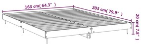 Πλαίσιο κρεβατιού χωρίς στρώμα 160x200 εκ. Επεξεργασμένο Ξύλο - Γκρι