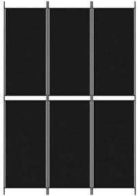 Διαχωριστικό Δωματίου με 3 Πάνελ Μαύρο 150x220 εκ. από Ύφασμα - Μαύρο