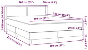 BOX SPRING ΚΡΕΒΑΤΙ ΜΕ ΣΤΡΩΜΑ ΣΚΟΥΡΟ ΓΚΡΙ 160X220 CM ΒΕΛΟΥΔΙΝΟ 3318076