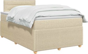 vidaXL Κρεβάτι box spring με στρώμα Κρεμ 120 x 200 cm Ύφασμα