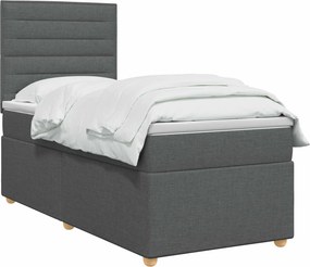 vidaXL Κρεβάτι box spring με στρώμα Σκούρο Γκρι 80 x 200 cm Ύφασμα