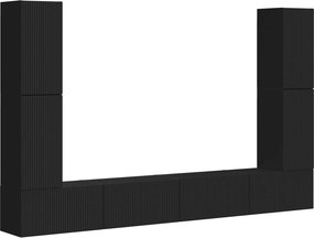 vidaXL Σετ επίπλου τηλεόρασης 8 pcs Μαύρο Επεξεργασμένο ξύλο
