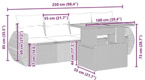 vidaXL Σετ Καναπέ Κήπου 5 τεμ. Μπεζ Συνθετικό Ρατάν με Μαξιλάρι