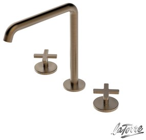 Μπαταρία Νιπτήρα Επικαθήμενη 3 οπών με Βαλβίδα Clic-Clac Εlle Cross La Torre Antique Brass 38102-221