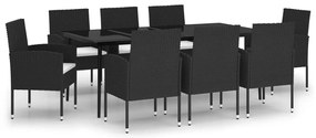 vidaXL Σετ Τραπεζαρίας Κήπου 9 Τεμαχίων Μαύρο