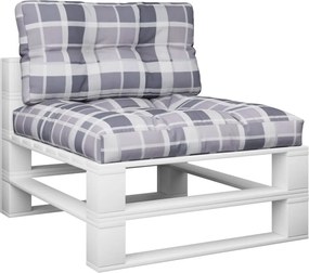 vidaXL Μαξιλάρια Παλέτας 2 τεμ. Γκρι Καρό Υφασμάτινα