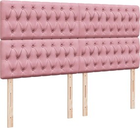 vidaXL Κρεβάτι Boxspring με Στρώμα Ροζ 180x200 εκ. Βελούδινο