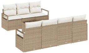 vidaXL Σετ Καναπέ Κήπου με μαξιλάρι με αποθήκευση 8 pcs Μπεζ και Κρέμα