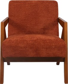 Πολυθρόνα Garifa pakoworld terracotta ύφασμα με πόδι σε καρυδί απόχρωση 79x75x75εκ