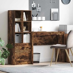 vidaXL Γραφείο με αποθηκευτικό χώρο με συρτάρι 2 pcs Καπνιστό Δρύς