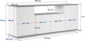 Κονσόλα Λευκό / Atlantic Πεύκο BEBAGO 180x44.5x75