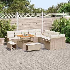 vidaXL Σετ Καναπέ Κήπου με μαξιλάρι 13 pcs Μπεζ και Κρέμα