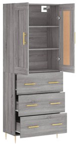 vidaXL Ντουλάπι Γκρι Sonoma 69,5 x 34 x 180 εκ. Επεξεργασμένο Ξύλο
