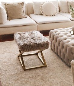 Πουφ Σκαμπό Καφέ/Χρυσό CAPRAZ 40x50x42