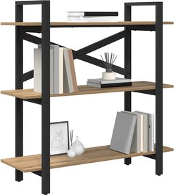 vidaXL Ράφι Βιβλίων 3 επιπέδων 100 x 33,5 x 102 εκ Επεξεργασμένο ξύλο