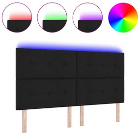 vidaXL LED Κεφαλάρι Μαύρο 90 εκ Υφασμάτινο