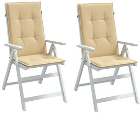vidaXL Μαξιλάρια Καρέκλας με Πλάτη 2 τεμ. Μπεζ 120x50x7 εκ. Ύφασμα