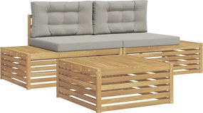 vidaXL 4 pcs Σειρά Καναπέ Εξωτερικού Πολυεστέρας Λευκό