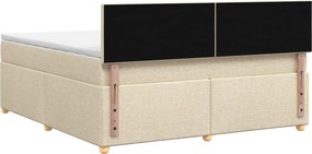 vidaXL Κρεβάτι box spring με στρώμα Κρεμ 140 x 190 cm Ύφασμα