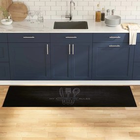 vidaXL Χαλί Κουζίνας Είδη Κουζίνας Μαύρο 180 x 60 cm Βελούδο