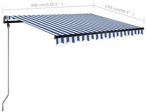 Τέντα Αυτόματη Ανεξάρτητη Μπλε/Λευκό 300 x 250 εκ. - Μπλε