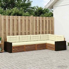 vidaXL Σειρά Καναπέ Εξωτερικού 5 pcs Φυσικό και Κρέμα