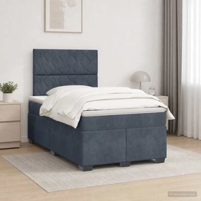 vidaXL Κρεβάτι box spring με στρώμα Σκούρο Γκρι 120 x 200 cm Βελούδο