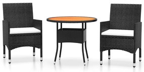 vidaXL Σετ Επίπλων Bistro Κήπου 3 τεμ. Μαύρο από Συνθετικό Ρατάν