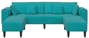 vidaXL Καναπές με μαξιλάρι 3 pcs Τιρκουάζ Βελούδο