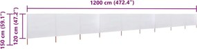 vidaXL Προστατευτικό Αέρα 9 Πάνελ Λευκό Άμμου 1200x120 εκ. Υφασμάτινο