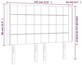 Κεφαλάρι Κρεβατιού LED Μαύρο 147x16x118/128 εκ. Υφασμάτινο 3124048