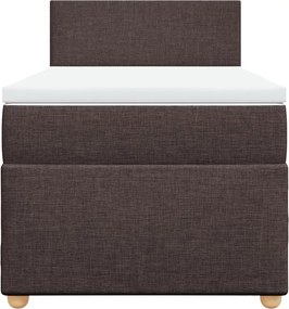 vidaXL Κρεβάτι Boxspring με Στρώμα Σκούρο Καφέ 90x190 εκ. Υφασμάτινο