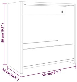 vidaXL Βοηθητικό Τραπέζι Καφέ Δρυς 50x26x50 εκ. Επεξεργασμένο Ξύλο