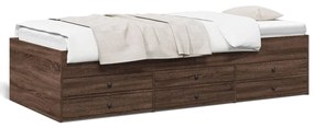 vidaXL Καναπές-Κρεβάτι με Συρτάρια Καφέ Δρυς 75x190 εκ. Επεξ. Ξύλο