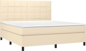 vidaXL Κρεβάτι Boxspring με Στρώμα Κρεμ 180x200 εκ. Υφασμάτινο