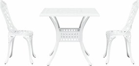 vidaXL Σερβίτσιο τραπεζιού κήπου 3 pcs Λευκό Χυτό αλουμίνιο