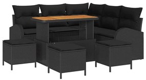 vidaXL Σετ Καναπέ Κήπου με μαξιλάρι 9 pcs Μαύρο Πολυ ράταν