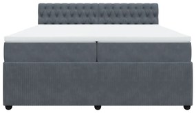 vidaXL Κρεβάτι Boxspring με Στρώμα Σκούρο Γκρι 200x200 εκ. Βελούδινο