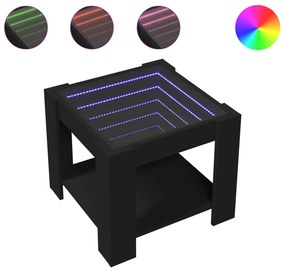 vidaXL Τραπεζάκι Σαλονιού με LED Μαύρο 53x53x45 εκ. Επεξεργασμένο Ξύλο